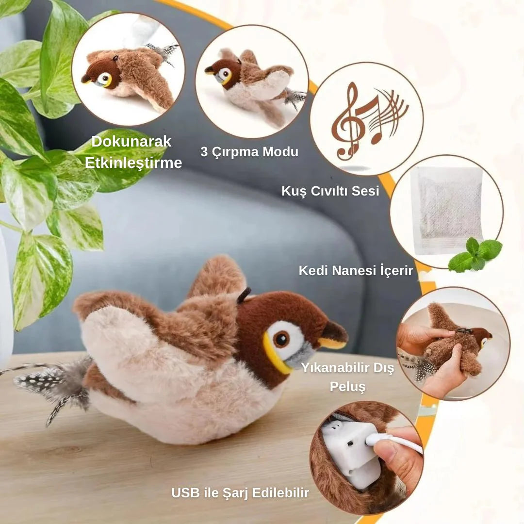 Patile 🐾 / Çırpınan Kuş Kedi Eğlence Oyuncağı